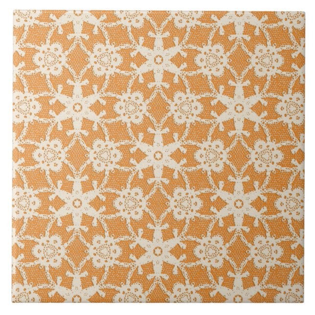 Carreau Dentelle antique - orange et crème (Devant)