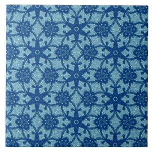 Carreau Dentelle antique - saphir et bleu pâle