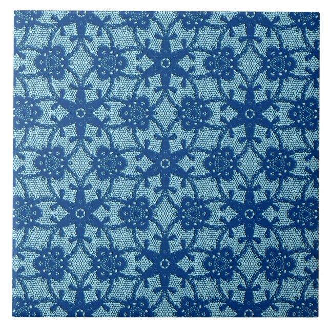 Carreau Dentelle antique - saphir et bleu pâle (Devant)