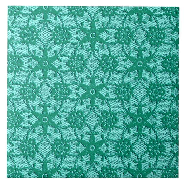 Carreau Dentelle antique - turquoise et aqua (Devant)