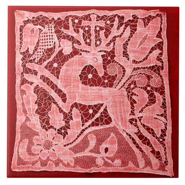 Carreau Dentelle de Noël en rouge (Carrelage en céramique) (Devant)