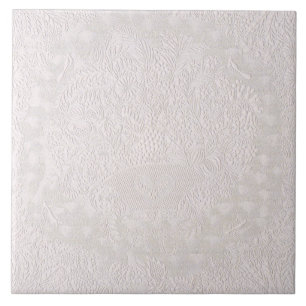 Carreau Dentelle décorative rose sur fond blanc