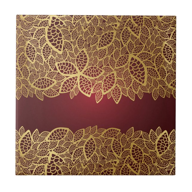 Carreau Dentelle d'or de feuille sur l'arrière - plan (Devant)