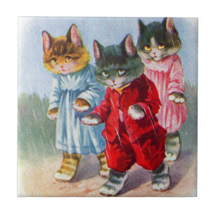 Carreau Des chatons habillés dans les années 1930 sous la 