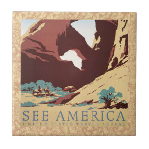 Carreau Désert de Cowboy Chevaux Vintages de l'Ouest