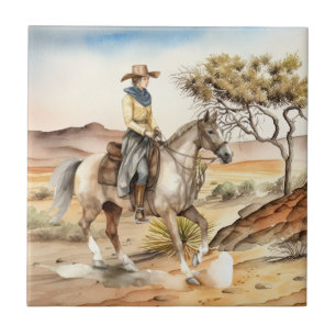 Carreau désert de cowgirl occidentale mignonne