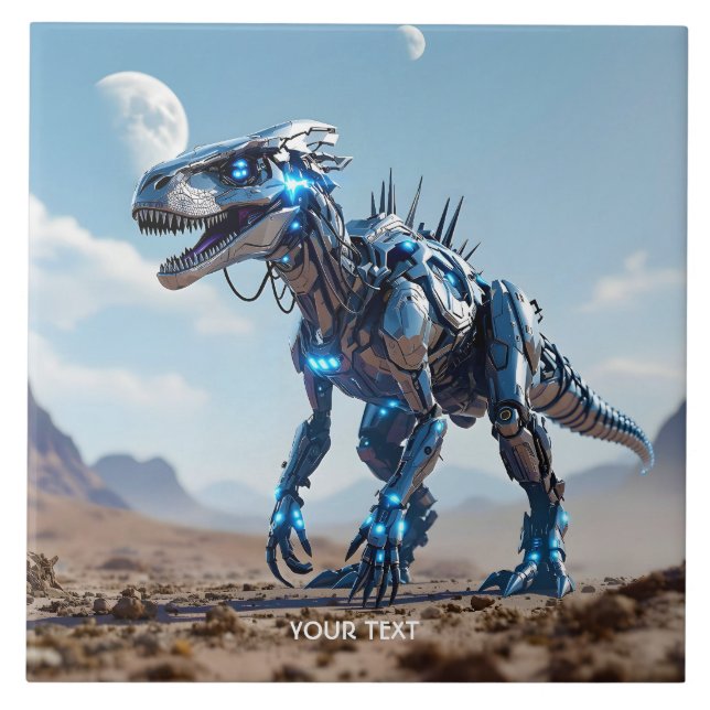 Carreau Désert de Cyborg Dinosaur Imaginaire mignon (Devant)