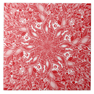 Carreau Design à feuilles florales rouges