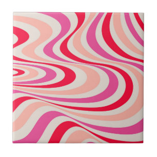 Carreau Design abstrait à tourbillon rose, rouge et gris