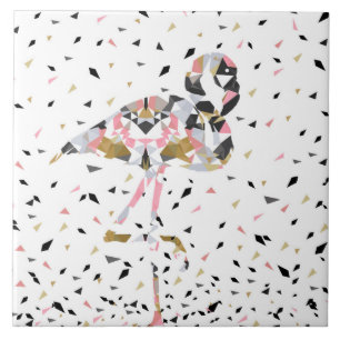 Carreau Design abstrait de Flamant rose géométrique mignon