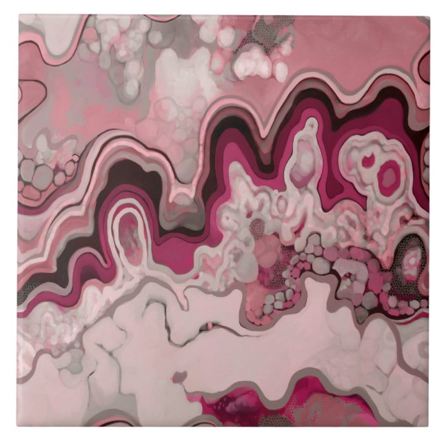 Carreau Design abstrait, peinture moderne, vagues, lignes (Devant)