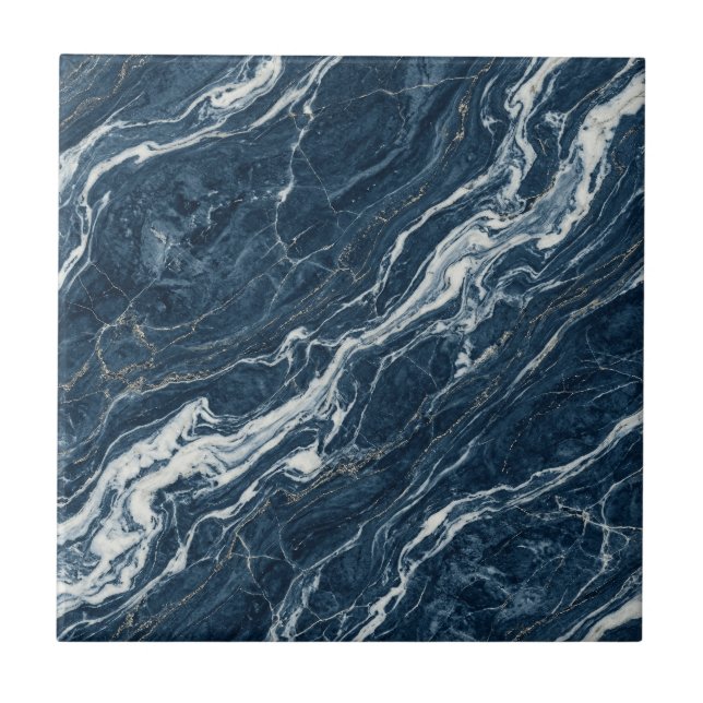 Carreau Design contemporain Navy Marble Bold (Devant)