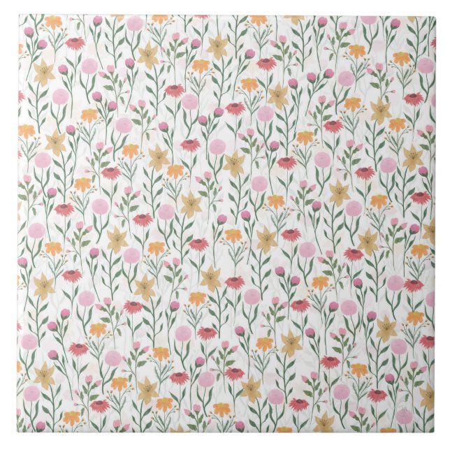Carreau Design couleur Fleur sauvage aquarelle (Devant)