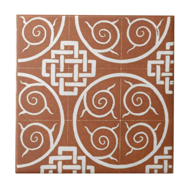 Carreau Design d'art irlandais vintage en céramique rouge (Devant)