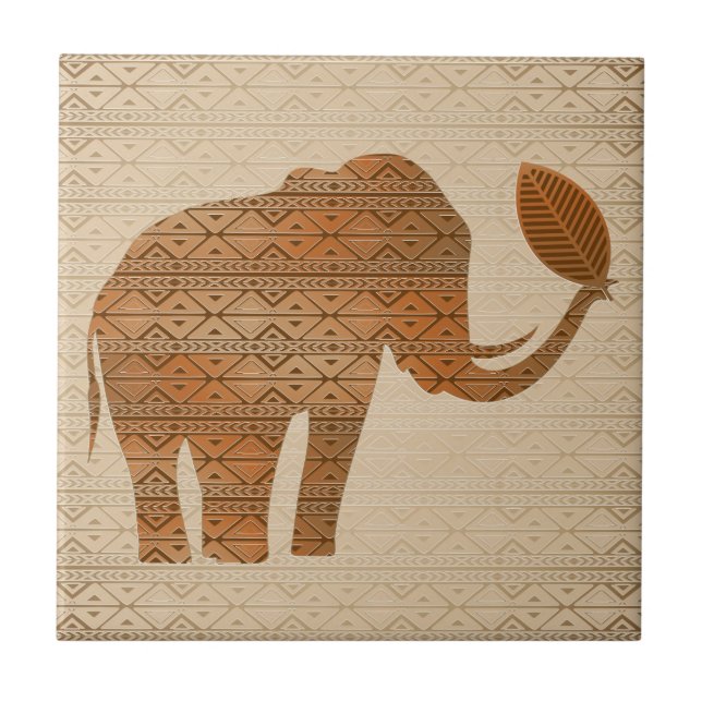 Carreau Design d'art tribal des éléphants (Devant)