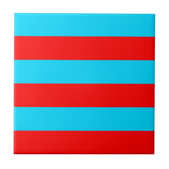 Carreau Design de bandes rouges et bleues (Devant)