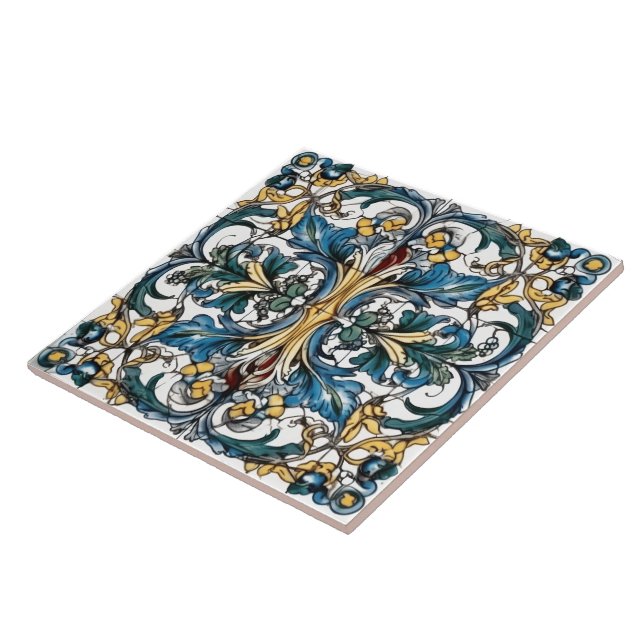 Carreau Design De Carrelage Floral Complet Avec Des Couleu (Côté)