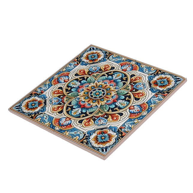 Carreau Design De Carrelage Floral Complet Avec Des Couleu (Côté)