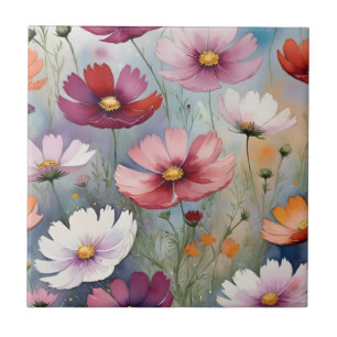 Carreau Design de fleurs cosmos coloré