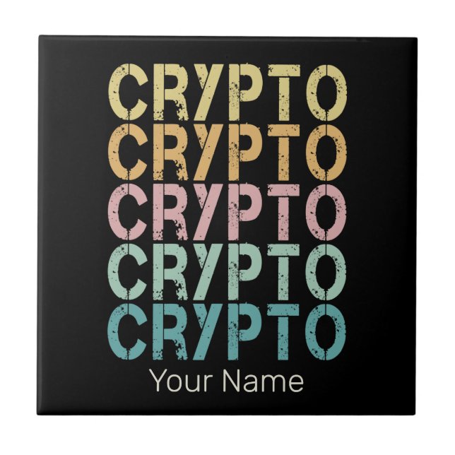 Carreau Design de lettres rétro Crypto pour Cryptomonnaie (Devant)