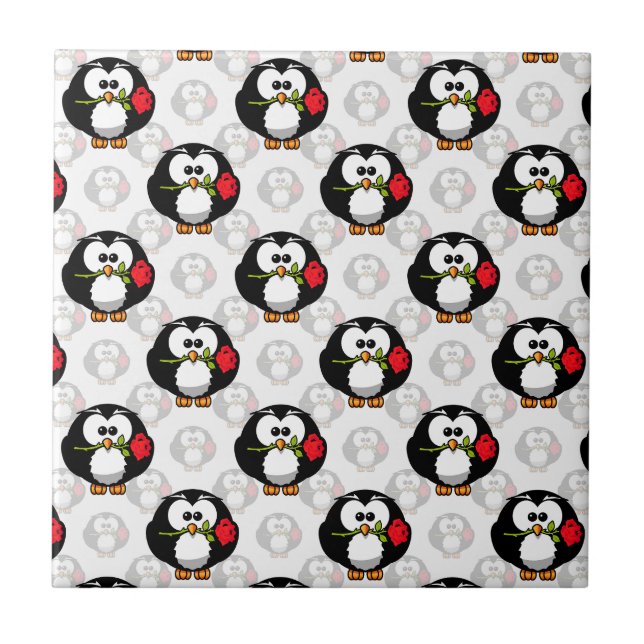 Carreau Design de Motif de surface de pingouin mou Imprime (Devant)