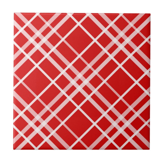Carreau Design de Motif en Tartan blanc rouge (Devant)