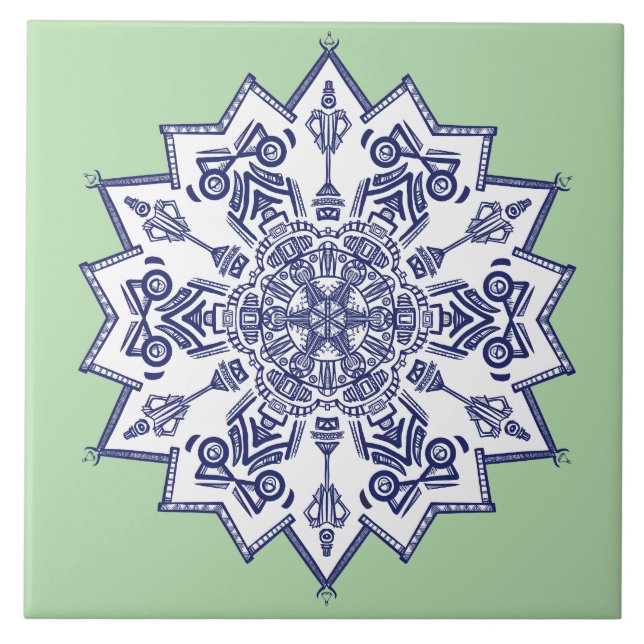 Carreau Design de porcelaine bleue. Que voyez-vous ? (Devant)