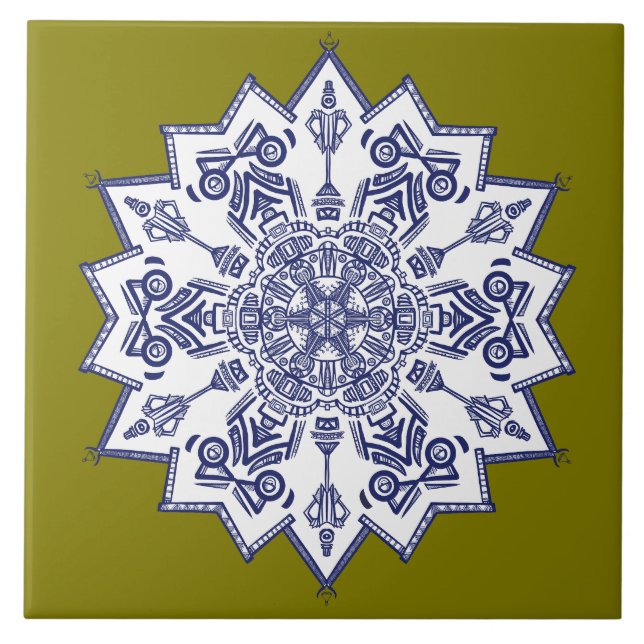 Carreau Design de porcelaine bleue. Que voyez-vous ? (Devant)