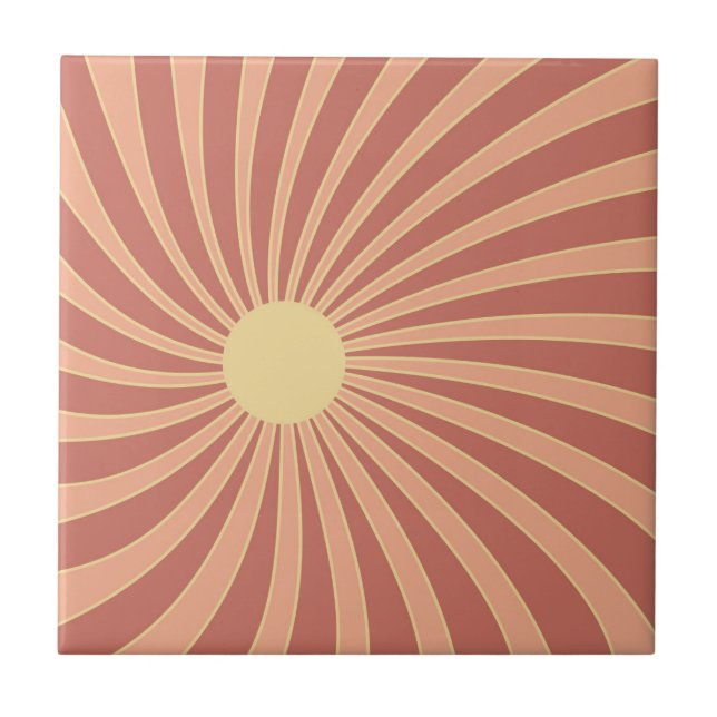 Carreau Design de solarium de style rétro rose et orange (Devant)