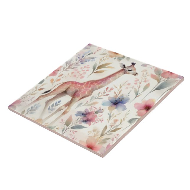 Carreau Design de tuiles murales en Giraffe florale (Côté)