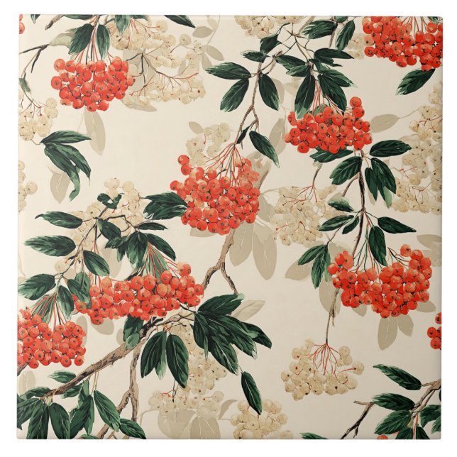 Carreau Design décoratif de baies rouges et blanches (Devant)