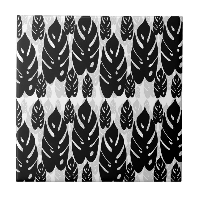 Carreau Design Feuille noir et blanc (Devant)