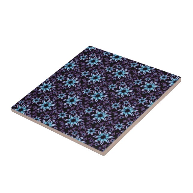 Carreau Design floral bleu et mauve (Côté)