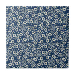 Carreau Design floral bleu médiéval