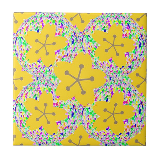 Carreau Design Floral Disco Jaune Groovy (Devant)