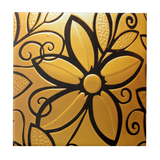 Carreau Design floral jaune doré (Devant)