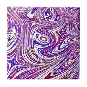 Carreau Design fractal rouge, blanc et bleu