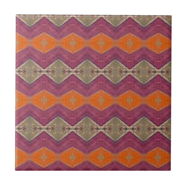 Carreau Design géométrique orange violet beige (Devant)