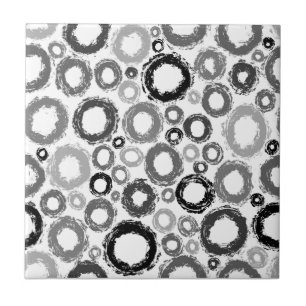 Carreau Design Gris Noir Brush Cercles Look