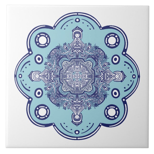 Carreau Design inspiré de la Chine bleue (Devant)