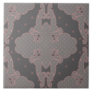 Carreau Design luxueux, motif floral, gris, rose poussiére