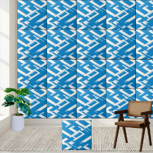 Carreau Design moderne de Motif grec bleu et blanc
