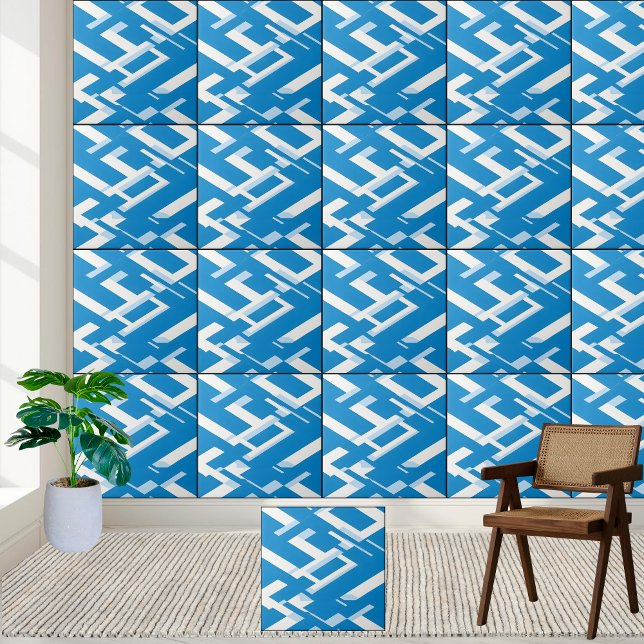 Carreau Design moderne de Motif grec bleu et blanc (Modern Blue and White Greek Pattern Design Ceramic Tile)