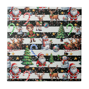 Carreau Design Motif décoratif des rayures de Noël