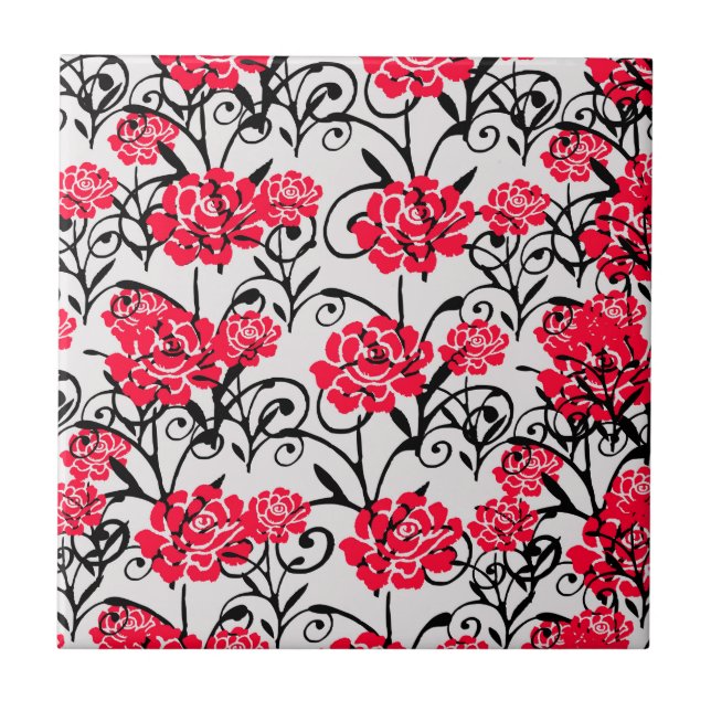 Carreau Design Motif d'illustrations de rose rouge (Devant)