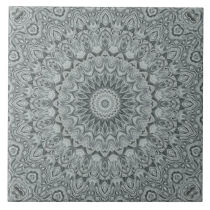 Carreau Design Motif en gris et argent Mandala