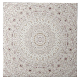 Carreau Design Motif en mandala beige et taupe