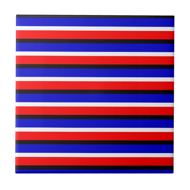 Carreau Design Motif Red Blue Stripes (Devant)