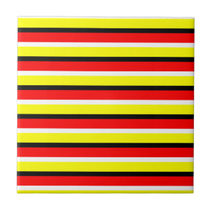 Carreau Design Motif Red Yellow Stripes