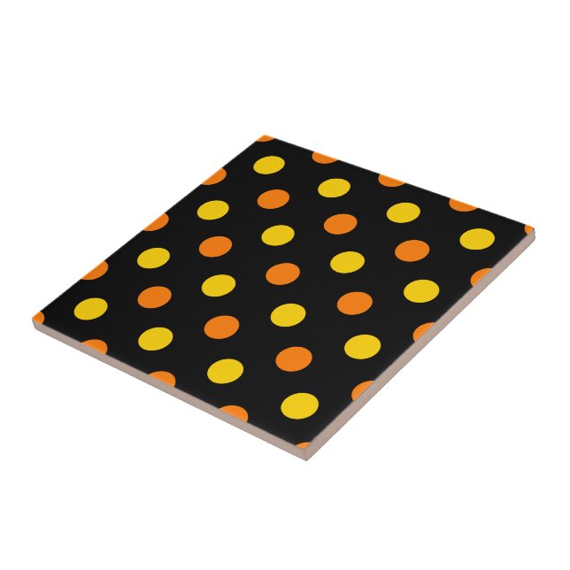 Carreau Design Orange Jaune Sur Fond Noir À Points  (Côté)